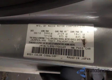 2013 Mazda Mazda3 I Touring из США, поврежденный, VIN JM1BL1L89D1706469